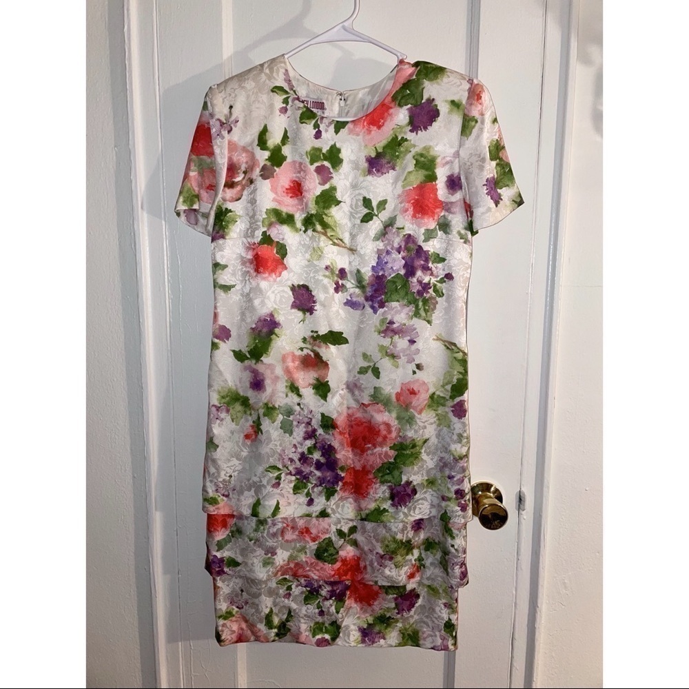 MAGGY LONDON Silk Floral Petite Dress